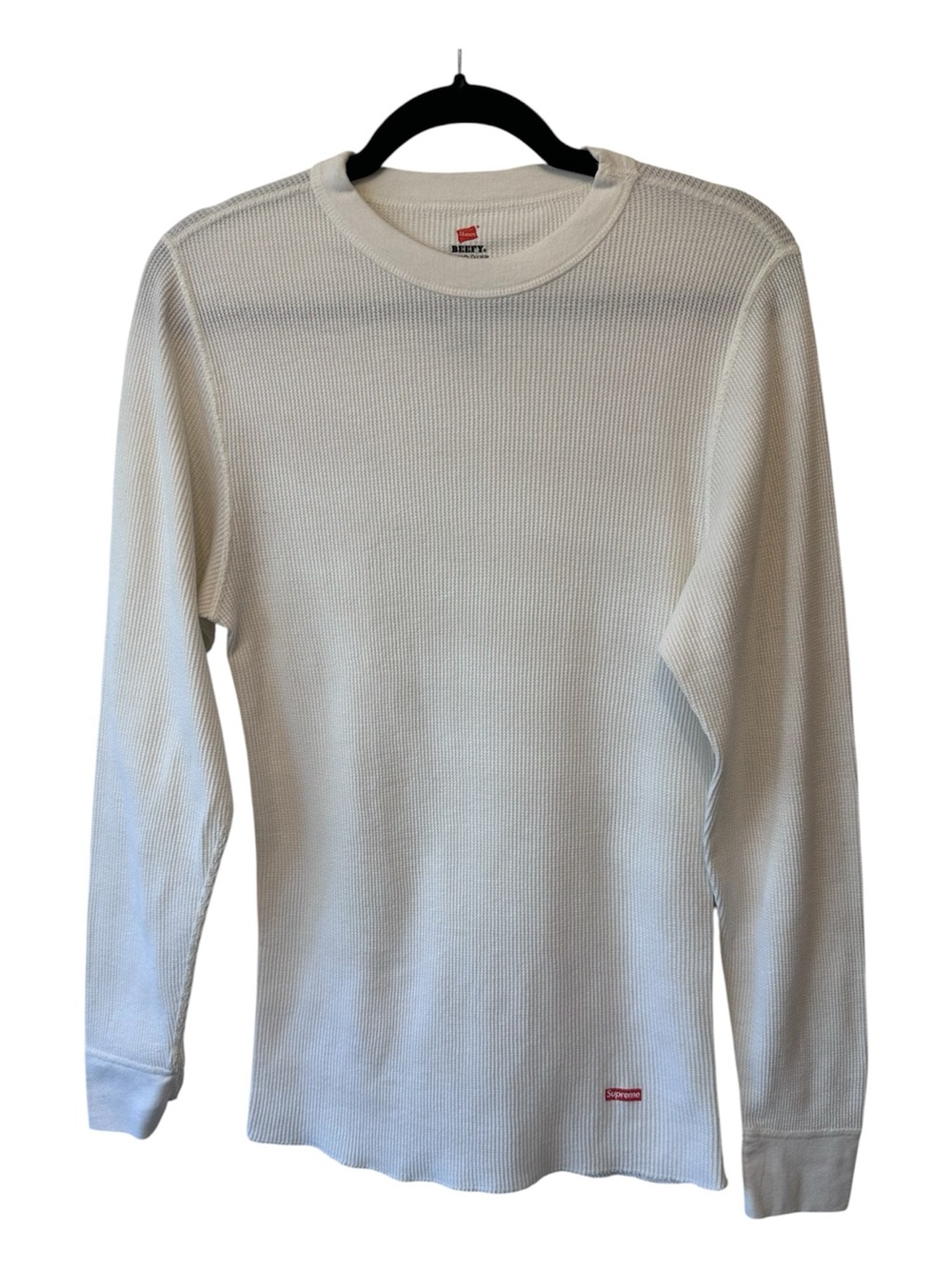 Supreme x Hanes Beefy Thermal Crewneck Long Sleeve Shirt White Men’s M
